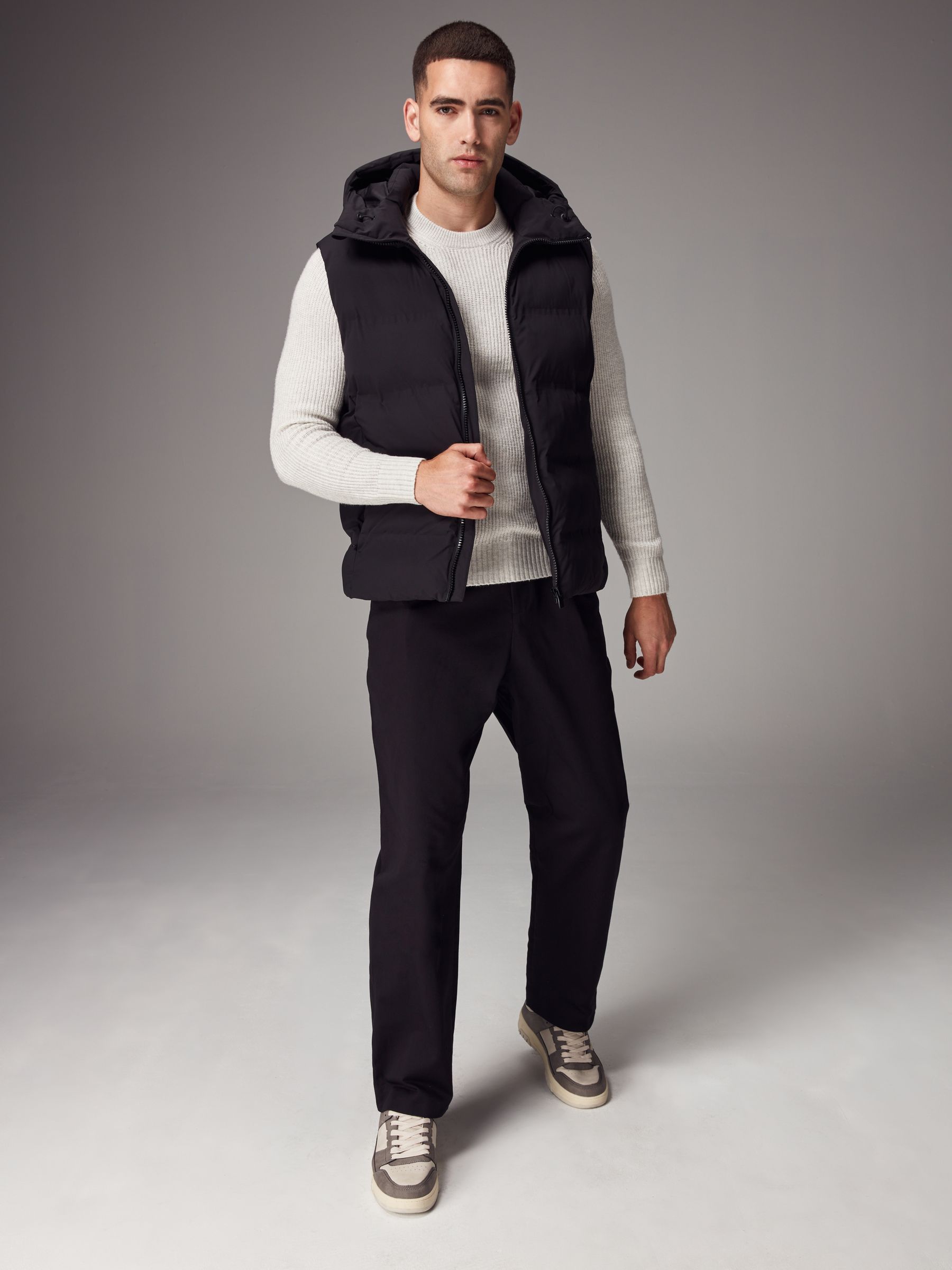 Buy Black Shower Resistant Hooded Gilet from Next USA