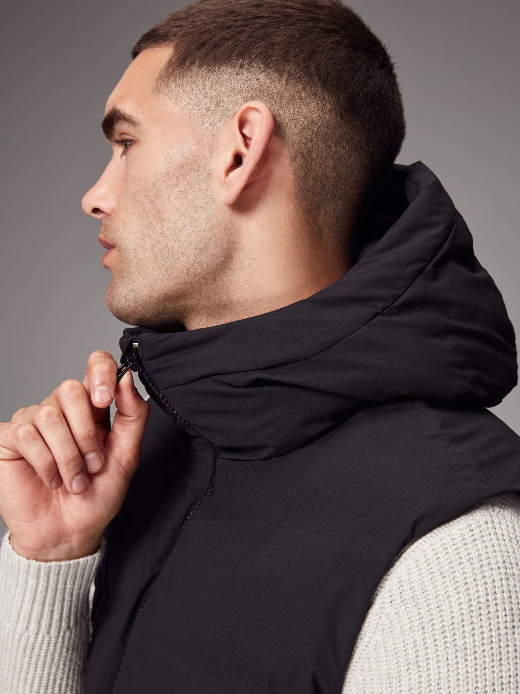 Buy Black Shower Resistant Hooded Gilet from Next USA