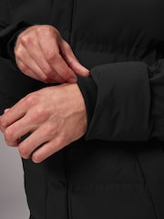 Black Long Length Shower Resistant Hooded Puffer Coat - Image 10 of 16