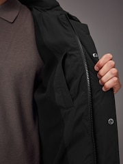 Black Long Length Shower Resistant Hooded Puffer Coat - Image 12 of 16