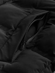 Black Long Length Shower Resistant Hooded Puffer Coat - Image 16 of 16