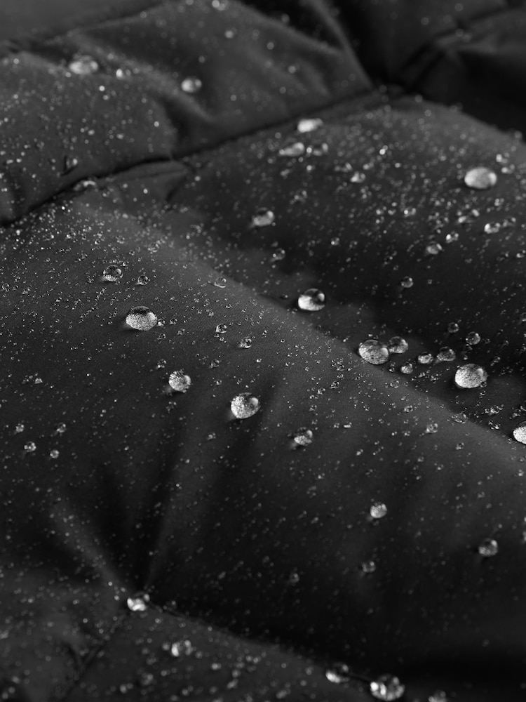 Noir - Long - Résistant à la douche À capuche Puffer Coat - Image 5 of 16