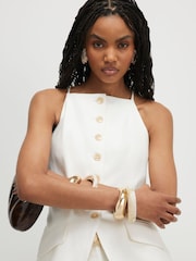 River Island White Linen Blend Longline Waistcoat - Image 2 of 4