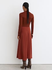 Reiss Nora Knitted Woven Mix High-Neck Midi Dress - Slika 6 od 7