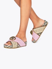 Kurt Geiger London Pink Chelsea Cross Strap Sandals - Image 4 of 4