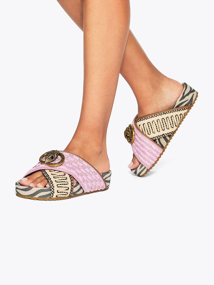 Kurt Geiger London Pink Chelsea Cross Strap Sandals - Image 4 of 4