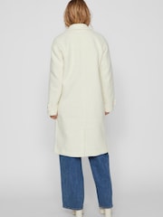 VILA White Longline Double Breasted Smart Boucle Coat - Image 2 of 9