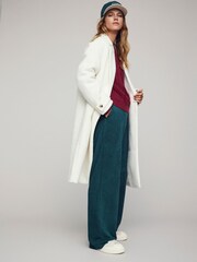 VILA White Longline Double Breasted Smart Boucle Coat - Image 5 of 9