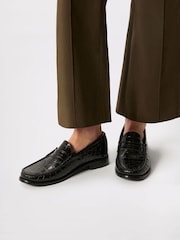 Whistles Black Manny Croc Loafers - Image 1 of 3