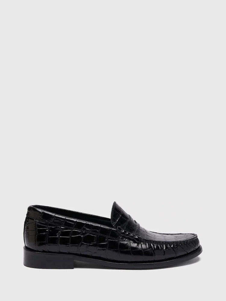 Whistles Black Manny Croc Loafers - Image 2 of 3 Whistles Black Manny Croc Loafers - Image 2 of 3
