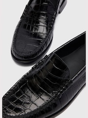 Whistles Black Manny Croc Loafers - Image 3 of 3