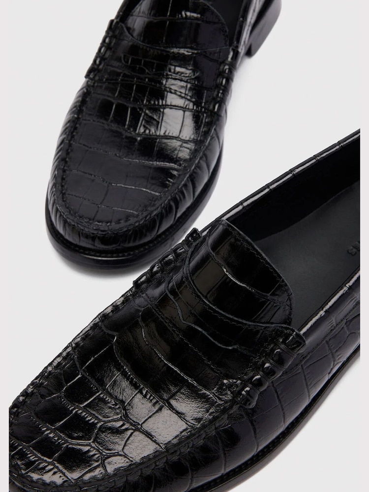 Whistles Black Manny Croc Loafers - Image 3 of 3 Whistles Black Manny Croc Loafers - Image 3 of 3