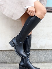 Linzi Black Renae Classic High Leg Riding Boot With Elasticated Back Panel - Image 2 of 5