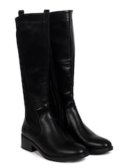 Linzi Black Renae Classic High Leg Riding Boot With Elasticated Back Panel - Image 4 of 5
