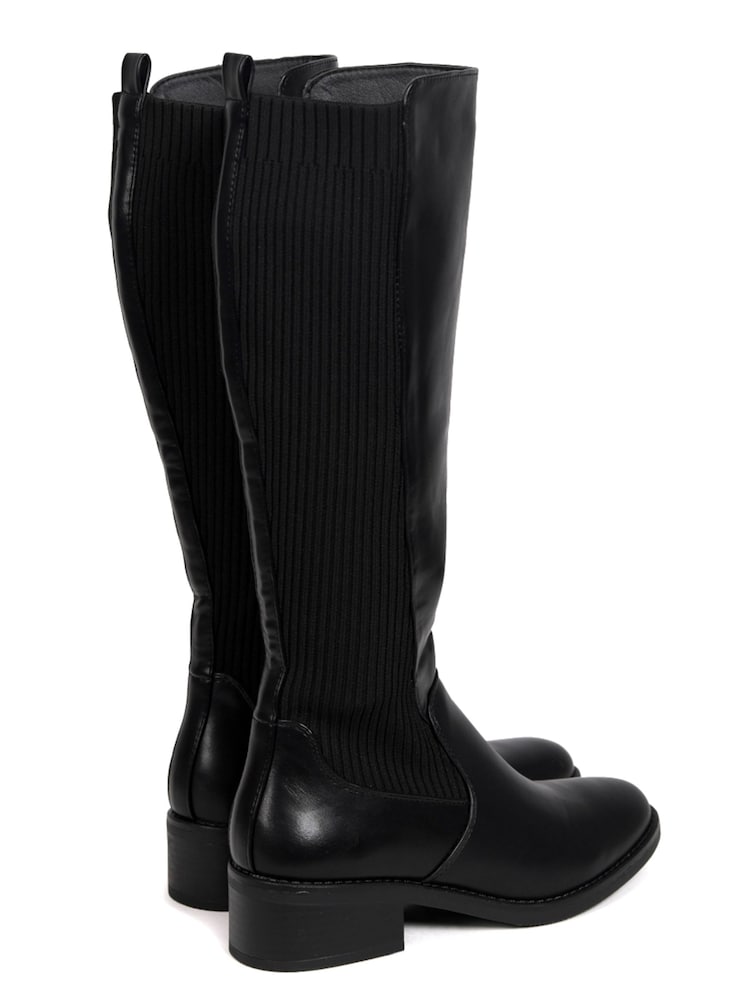 Linzi Black Renae Classic High Leg Riding Boot With Elasticated Back Panel - Image 5 of 5