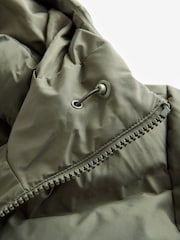 Khaki Green Regular Length Shower Resistant Hooded Puffer Coat - Image 11 of 13