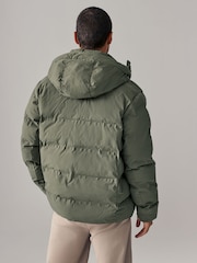 Khaki Green Regular Length Shower Resistant Hooded Puffer Coat - Image 5 of 13