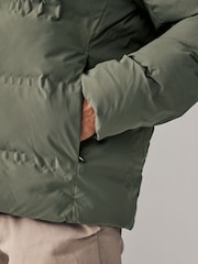 Khaki Green Regular Length Shower Resistant Hooded Puffer Coat - Image 7 of 13
