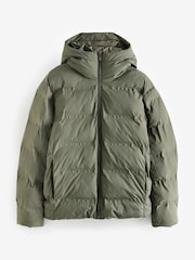 Khaki Green Regular Length Shower Resistant Hooded Puffer Coat - Image 8 of 13