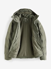 Khaki Green Regular Length Shower Resistant Hooded Puffer Coat - Image 9 of 13