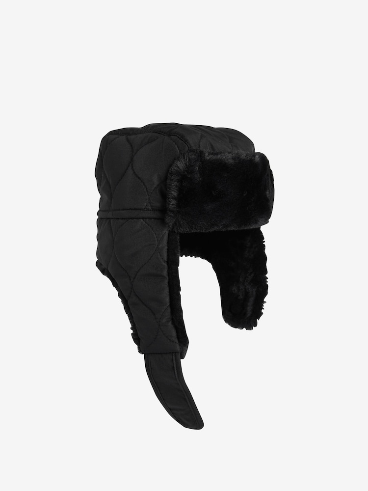 Black Quilted Trapper Hat (3mths-16yrs) - Image 1 of 2
