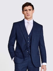 MOSS Blue Tailored Fit Flannel Jacket - Image 1 of 7