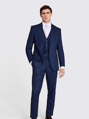 MOSS Blue Tailored Fit Flannel Jacket - Image 4 of 7