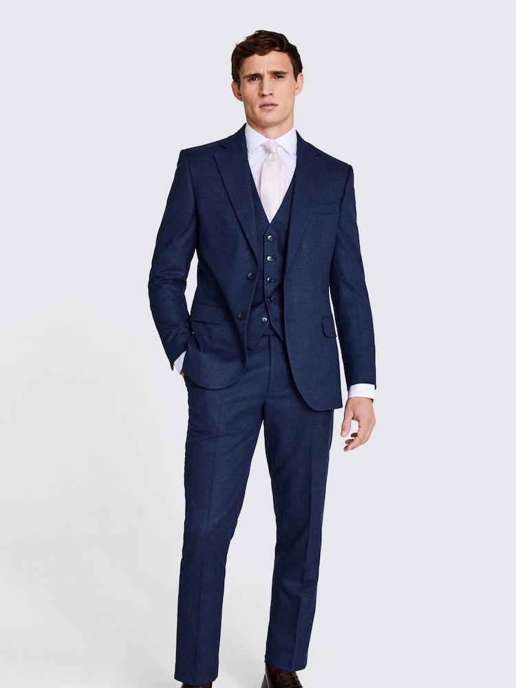 MOSS Blue Tailored Fit Flannel Jacket - Image 4 of 7