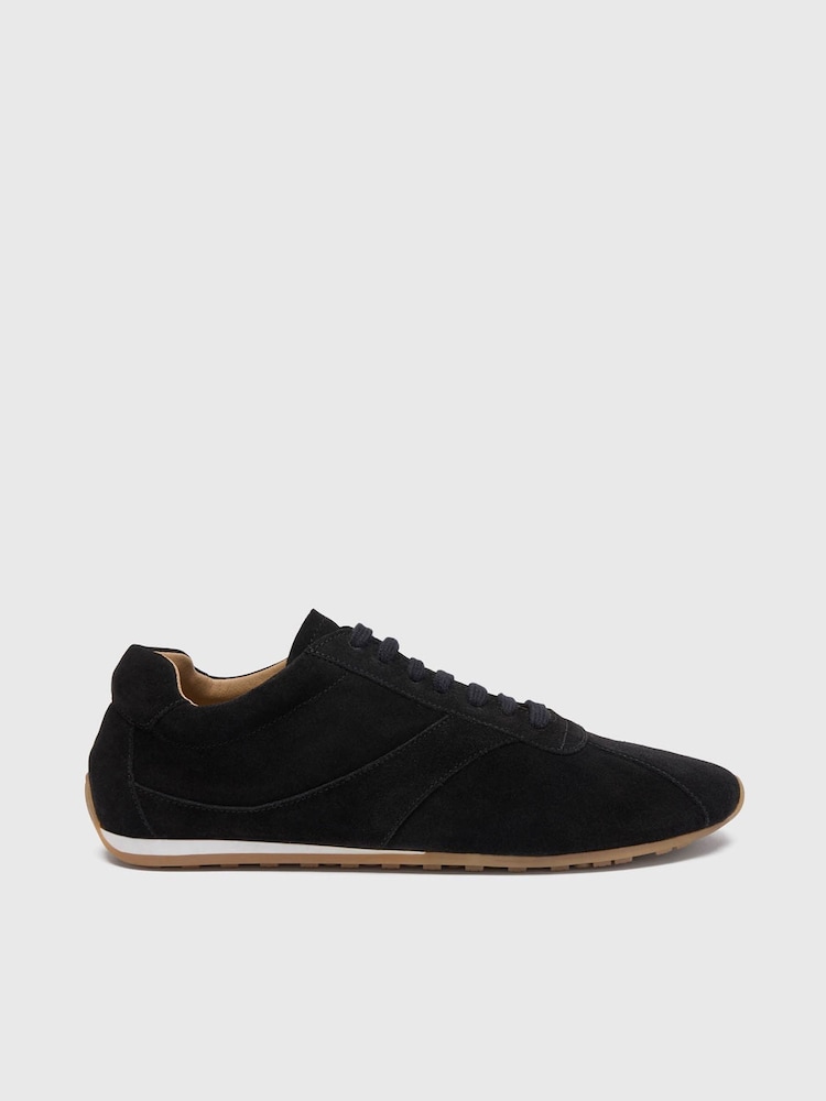 Whistles Black Suede Unlined Sneakers - Image 2 of 4 Whistles Black Suede Unlined Sneakers - Image 2 of 4