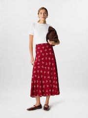 Whistles Red Floral Fit And Flare Skirt - Image 3 of 7