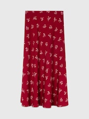 Whistles Red Floral Fit And Flare Skirt - Image 6 of 7