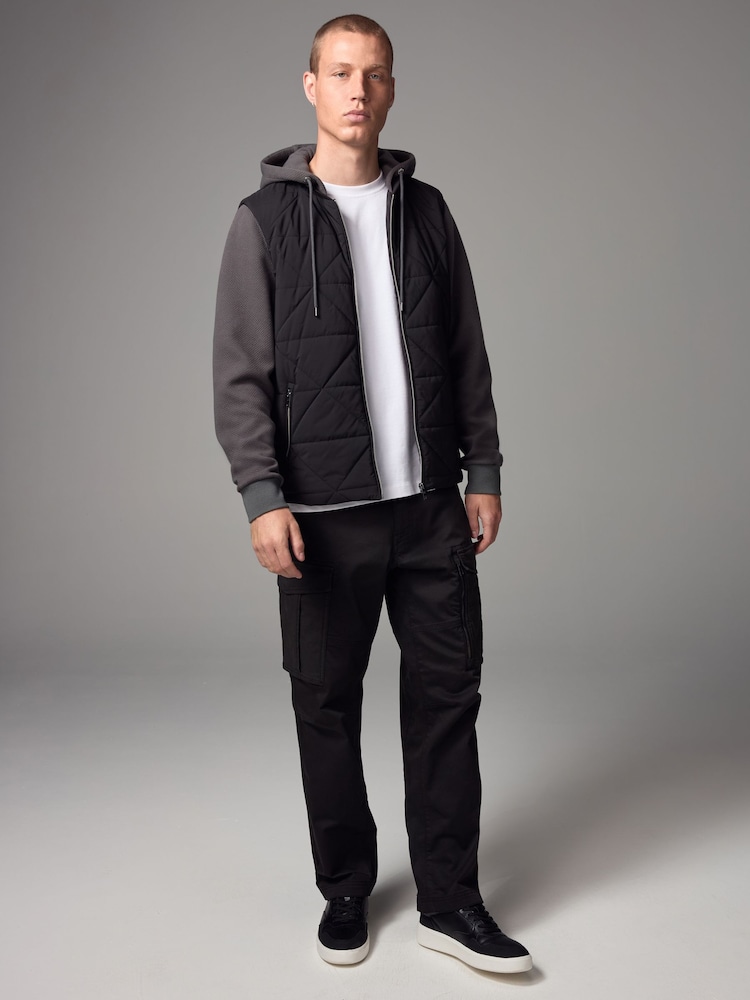 Grey Jersey Sleeve Hybrid Puffer Jacket - Image 2 of 10
