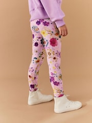 Pink Floral Printed Leggings (3-16yrs) - Image 4 of 7