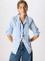 Whistles Blue Scarf Stripe Cotton Shirt - Image 3 of 5