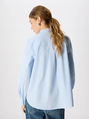 Whistles Blue Scarf Stripe Cotton Shirt - Image 4 of 5