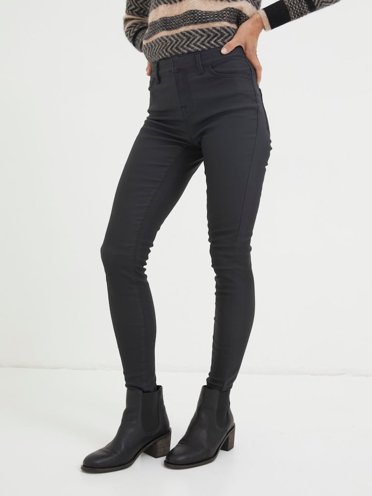 FatFace Black Five Pocket Coated Leggings - Image 1 of 6