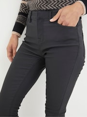 FatFace Black Five Pocket Coated Leggings - Image 5 of 6