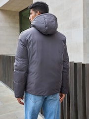 Slate Grey Hooded Shower Resistant Padded Coat - Image 3 of 7