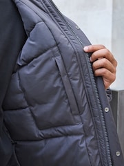 Slate Grey Hooded Shower Resistant Padded Coat - Image 7 of 7