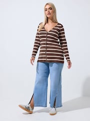 Smeđa - Yours Curve Kardigan Dugi rukav Limited Flare Hem - Slika 2 od 6