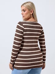 Smeđa - Yours Curve Kardigan Dugi rukav Limited Flare Hem - Slika 3 od 6