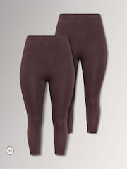 Yours Curve Brown Cropped Leggings 2 Pack - Image 1 of 8