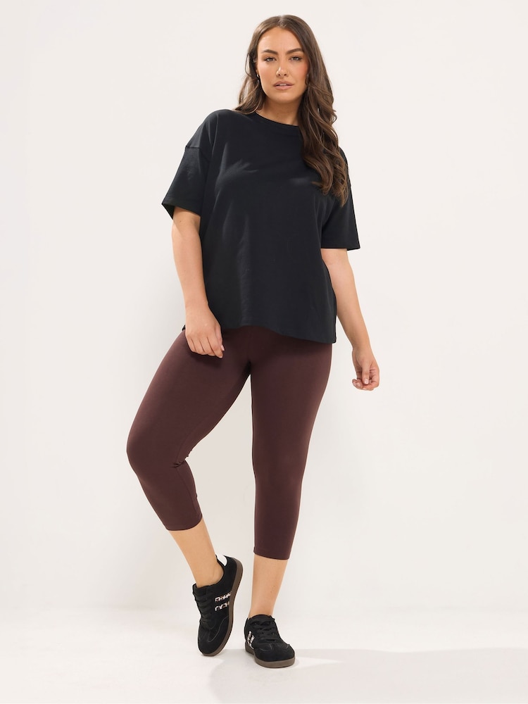 Yours Curve Brown Cropped Leggings 2 Pack - Image 2 of 8 Yours Curve Brown Cropped Leggings 2 Pack - Image 2 of 8