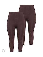 Yours Curve Brown Cropped Leggings 2 Pack - Image 8 of 8