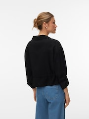 VERO MODA Black Long Sleeve Utility Zip Front Shirt With Tie Waist - Image 2 of 4