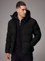 Black Regular Length Shower Resistant Hooded Puffer Coat - Image 1 of 16