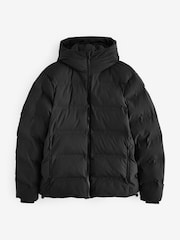 Black Regular Length Shower Resistant Hooded Puffer Coat - Image 11 of 16
