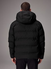 Black Regular Length Shower Resistant Hooded Puffer Coat - Image 6 of 16