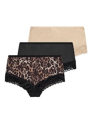 Yours Curve Natural Lace Back Full Briefs 3 Pack - Image 1 of 8