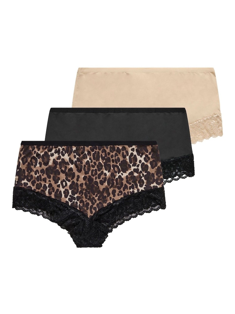Yours Curve Natural Lace Back Full Briefs 3 Pack - Image 1 of 8